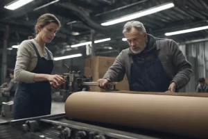 Showing a young person how things are done on the factory floor setting